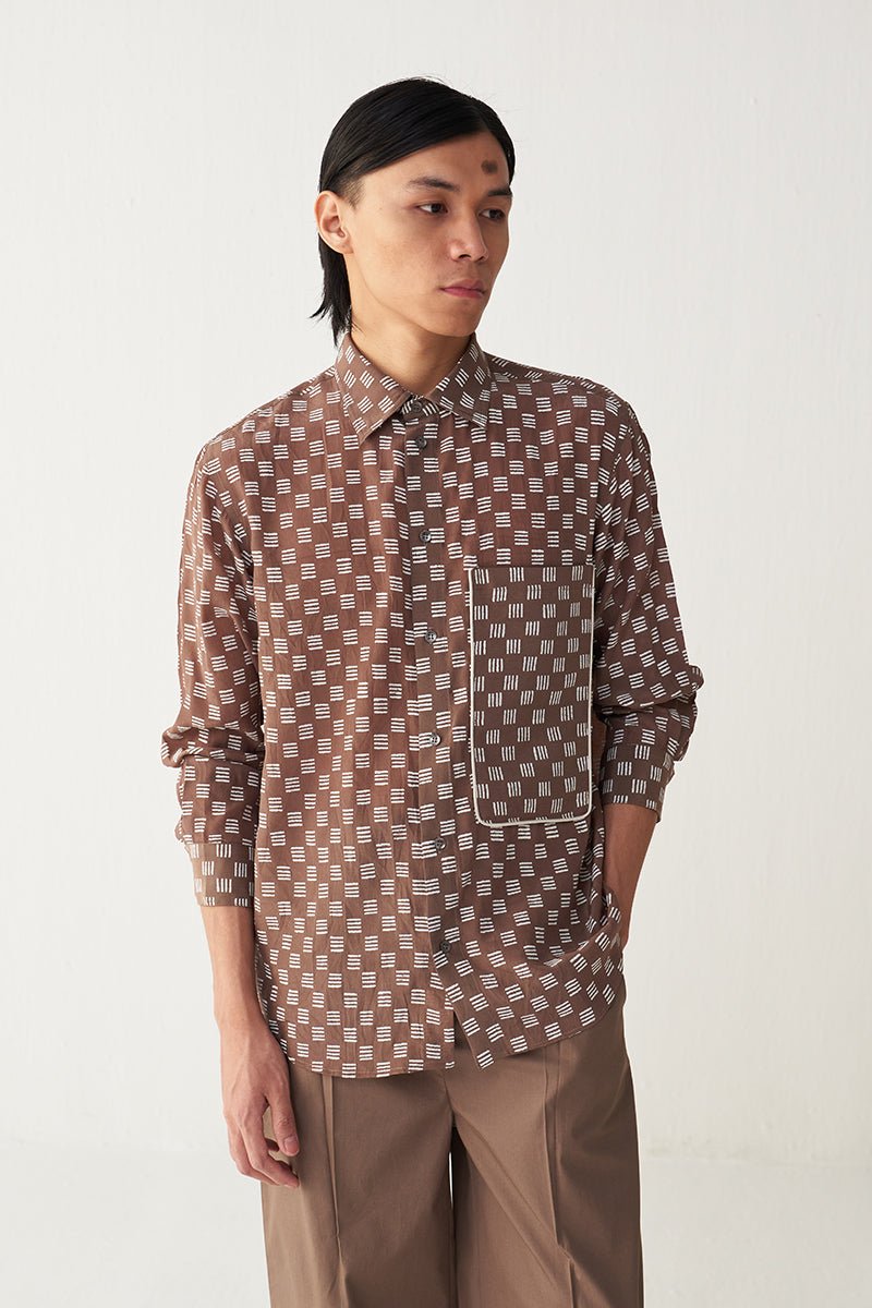 All Over Brick Print Shirt - Three Clothing