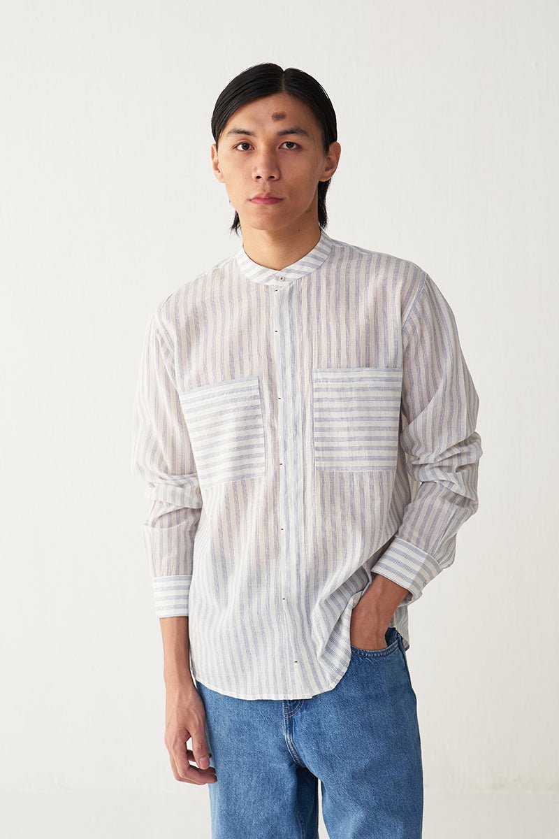 Band Collar Shirt - Three Clothing
