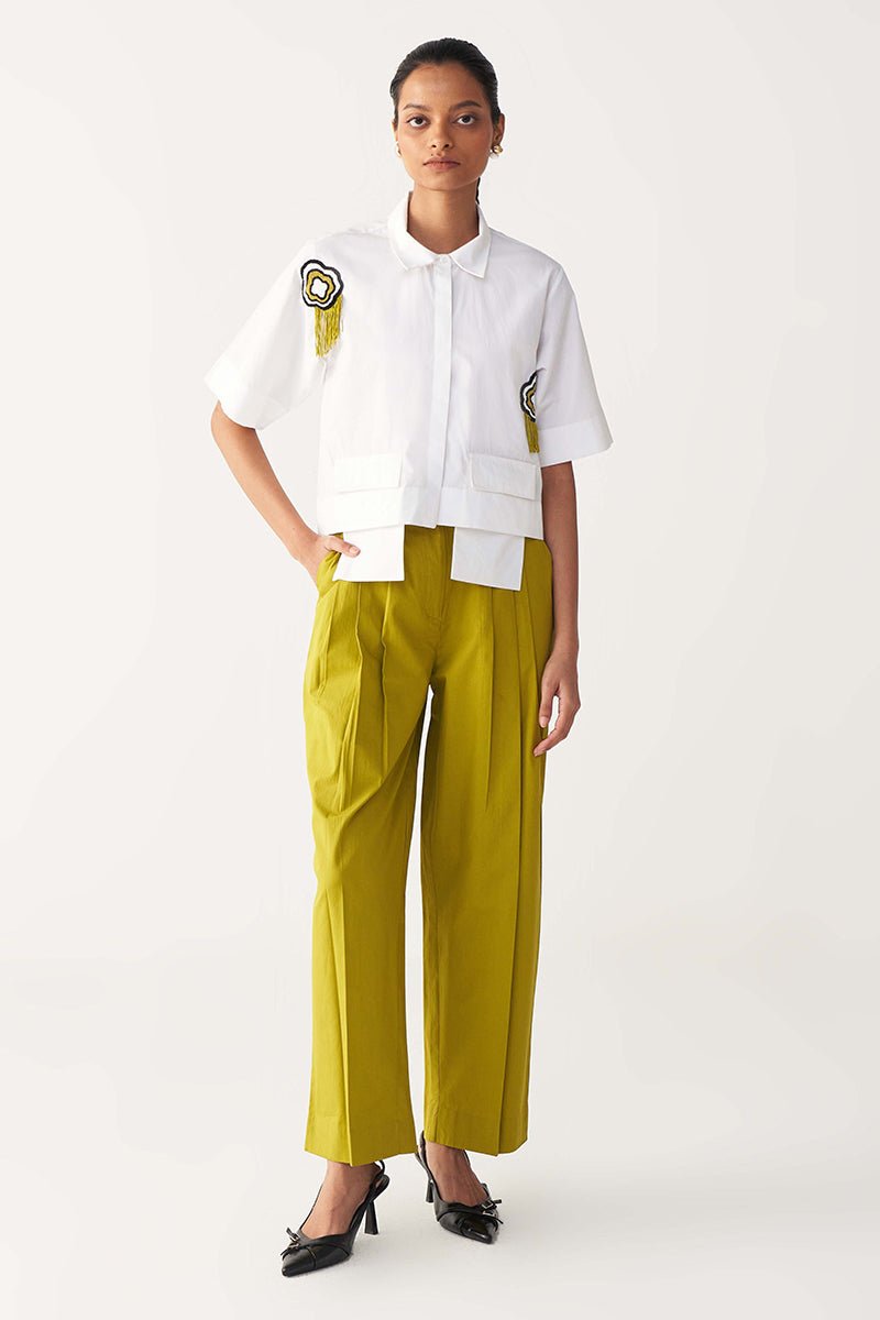 Beaded Crop Fringe Top - Three Clothing