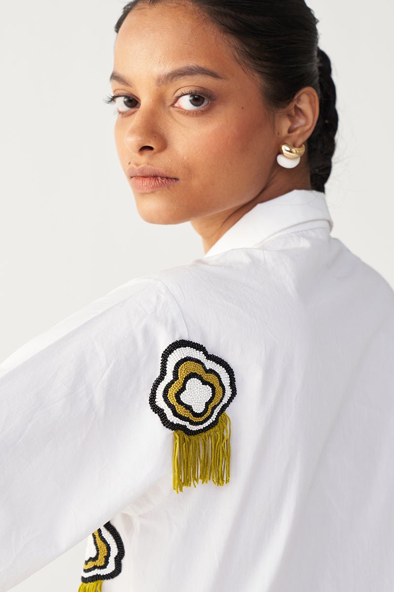 Beaded Crop Fringe Top - Three Clothing