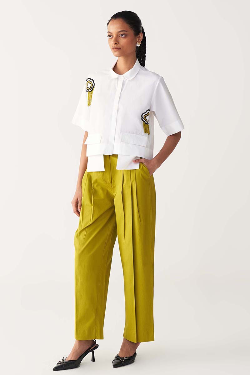 Beaded Crop Fringe Top - Three Clothing