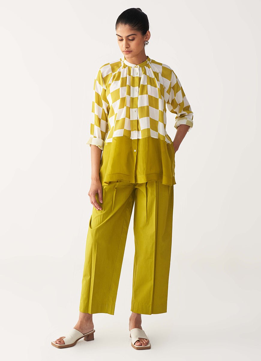Checkered Peasant Top - Three Clothing