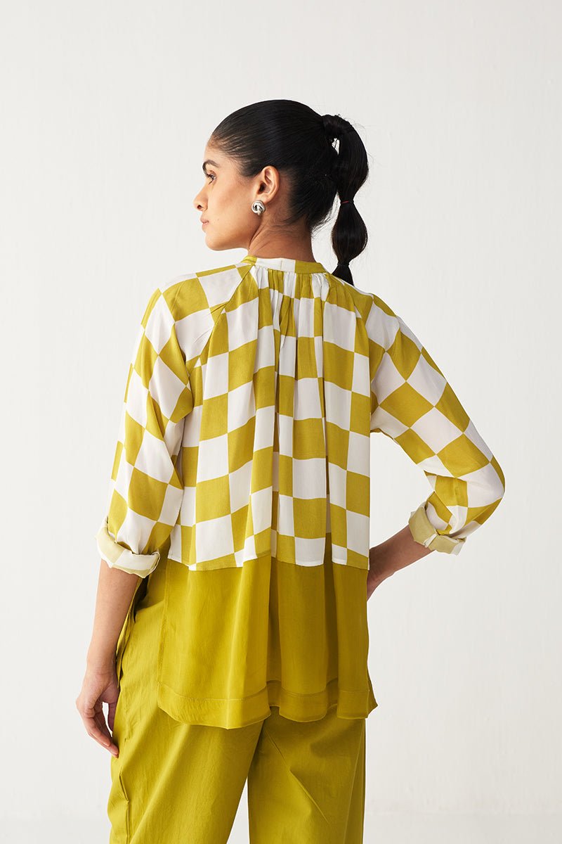Checkered Peasant Top - Three Clothing
