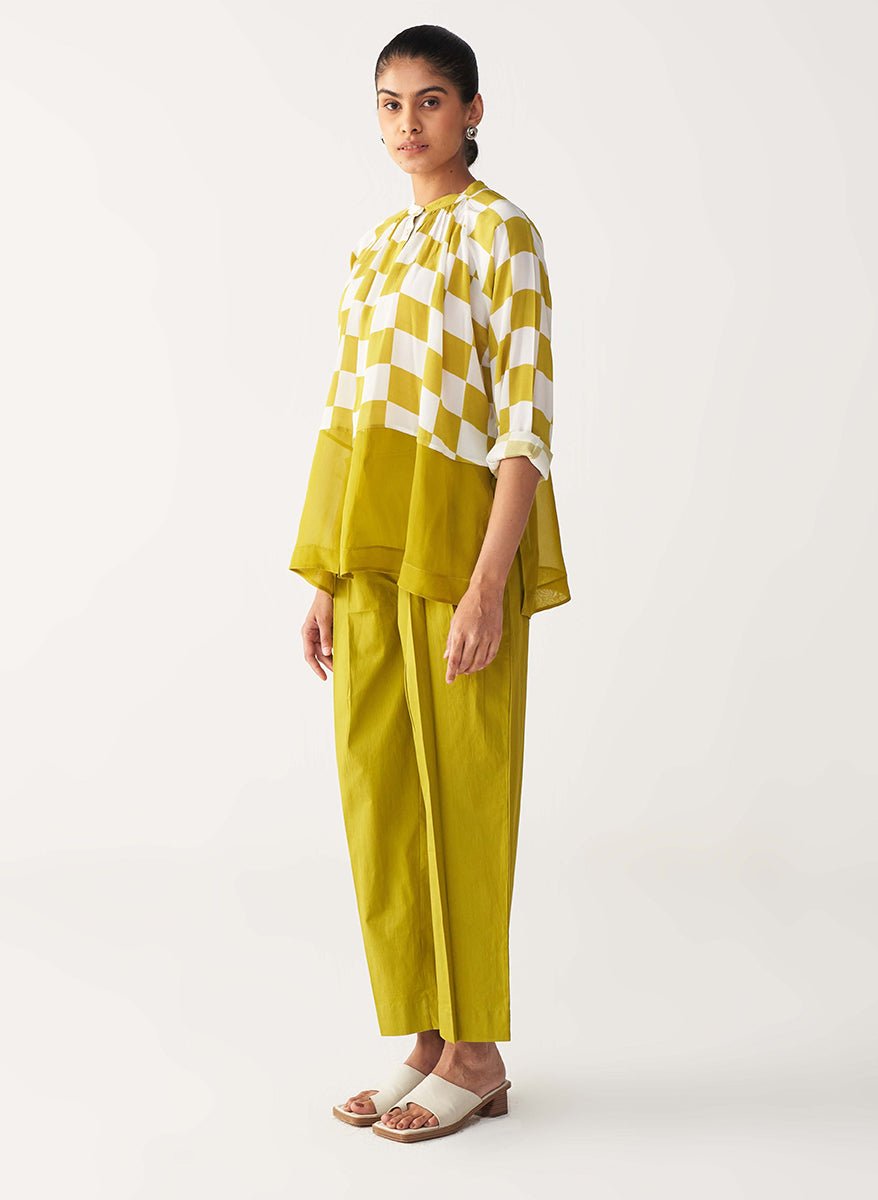 Checkered Peasant Top - Three Clothing