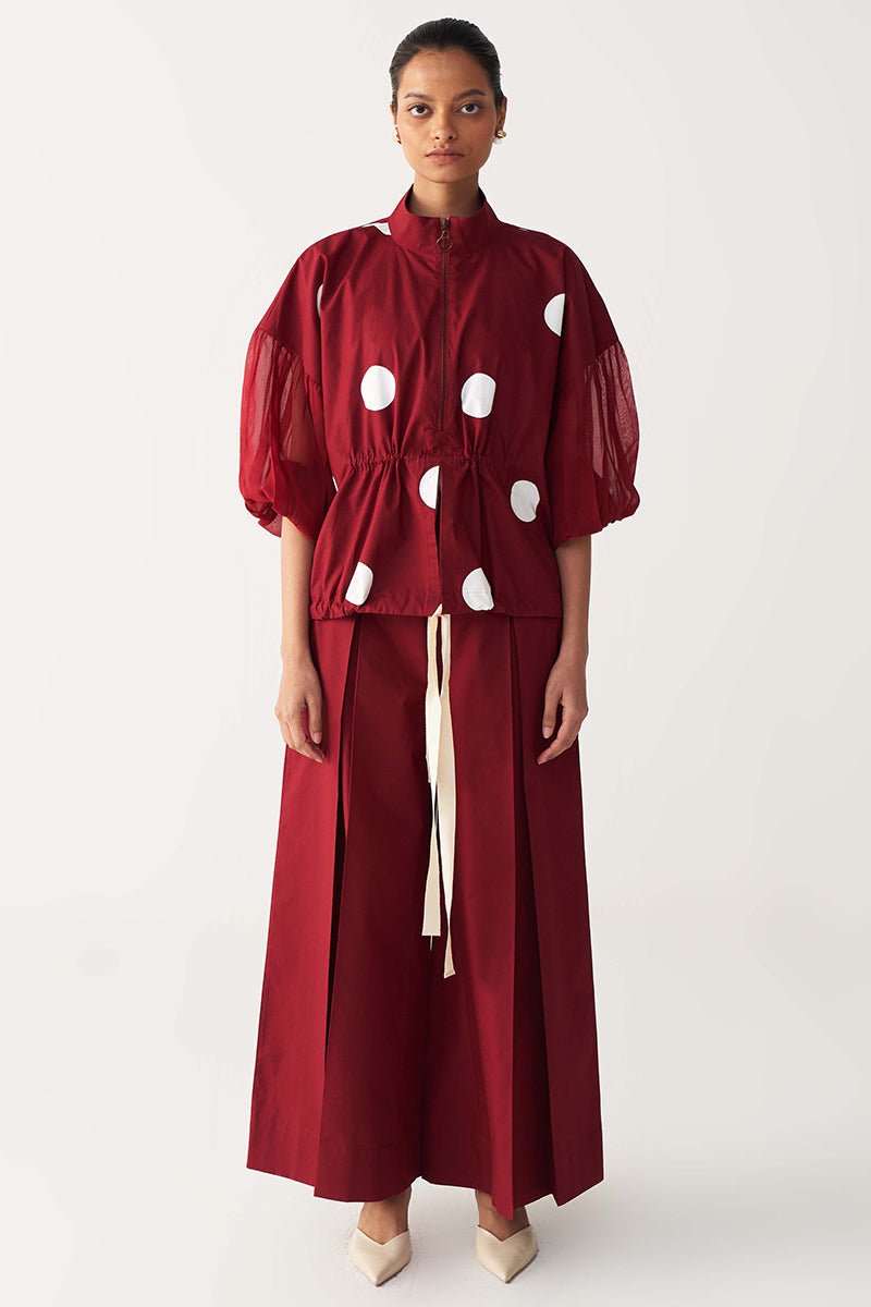 Drawstring Polka Top - Three Clothing