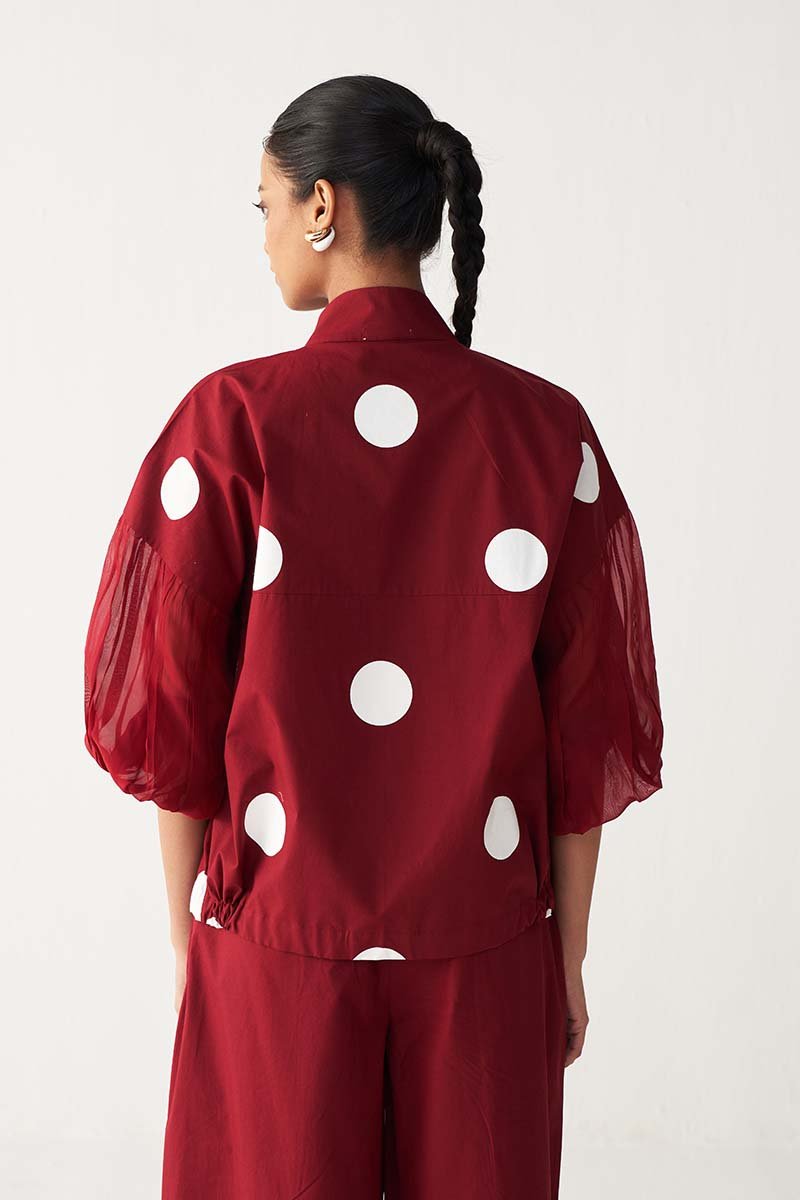 Drawstring Polka Top - Three Clothing