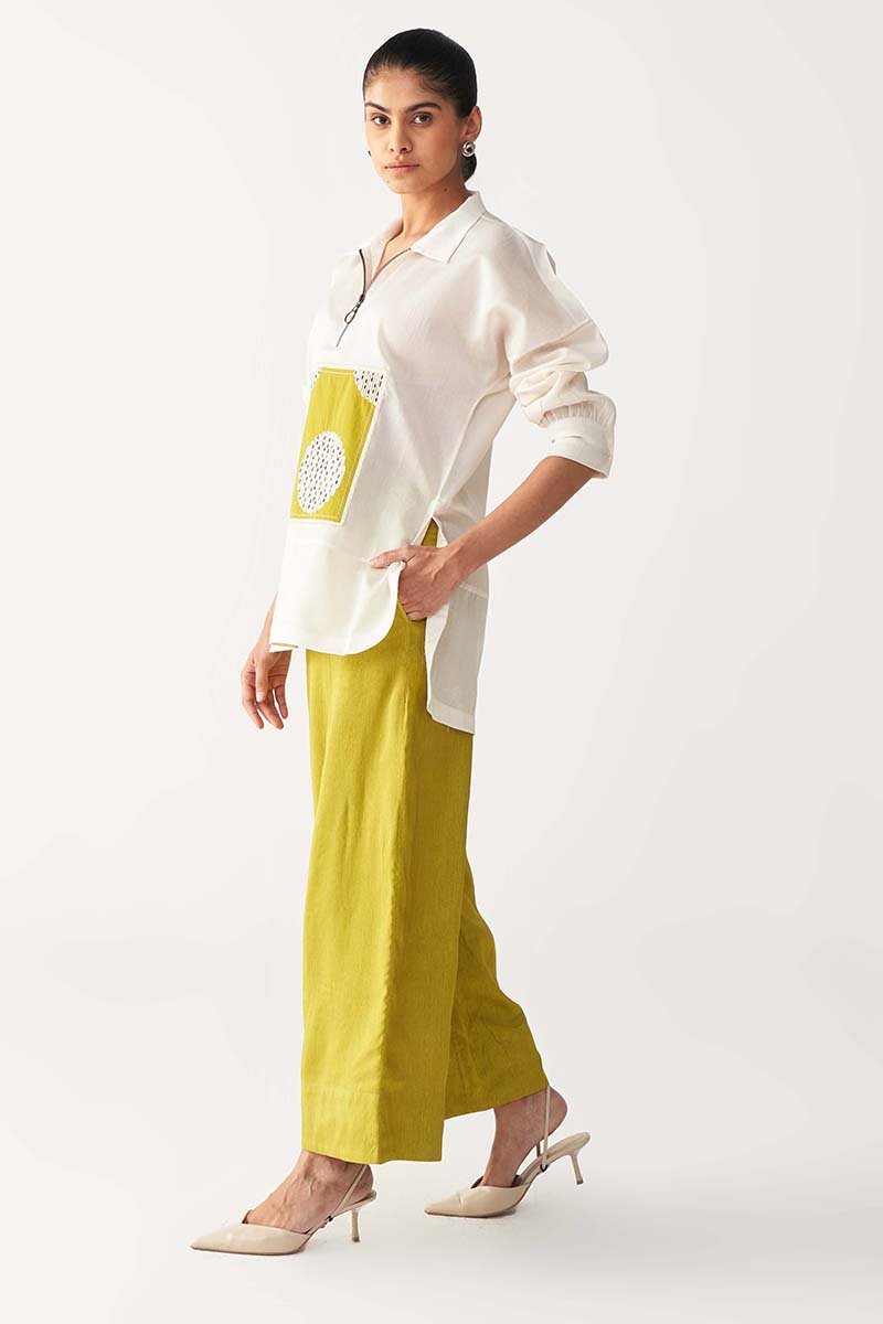 Emb. Patch U Hem Top - Three Clothing