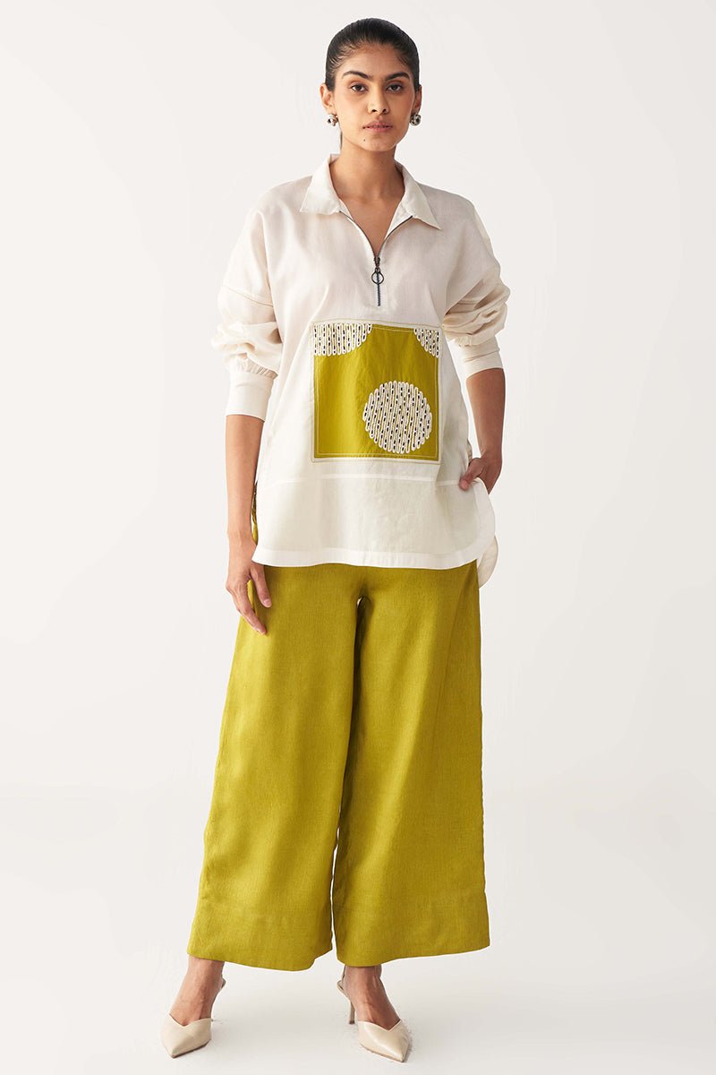 Emb. Patch U Hem Top - Three Clothing