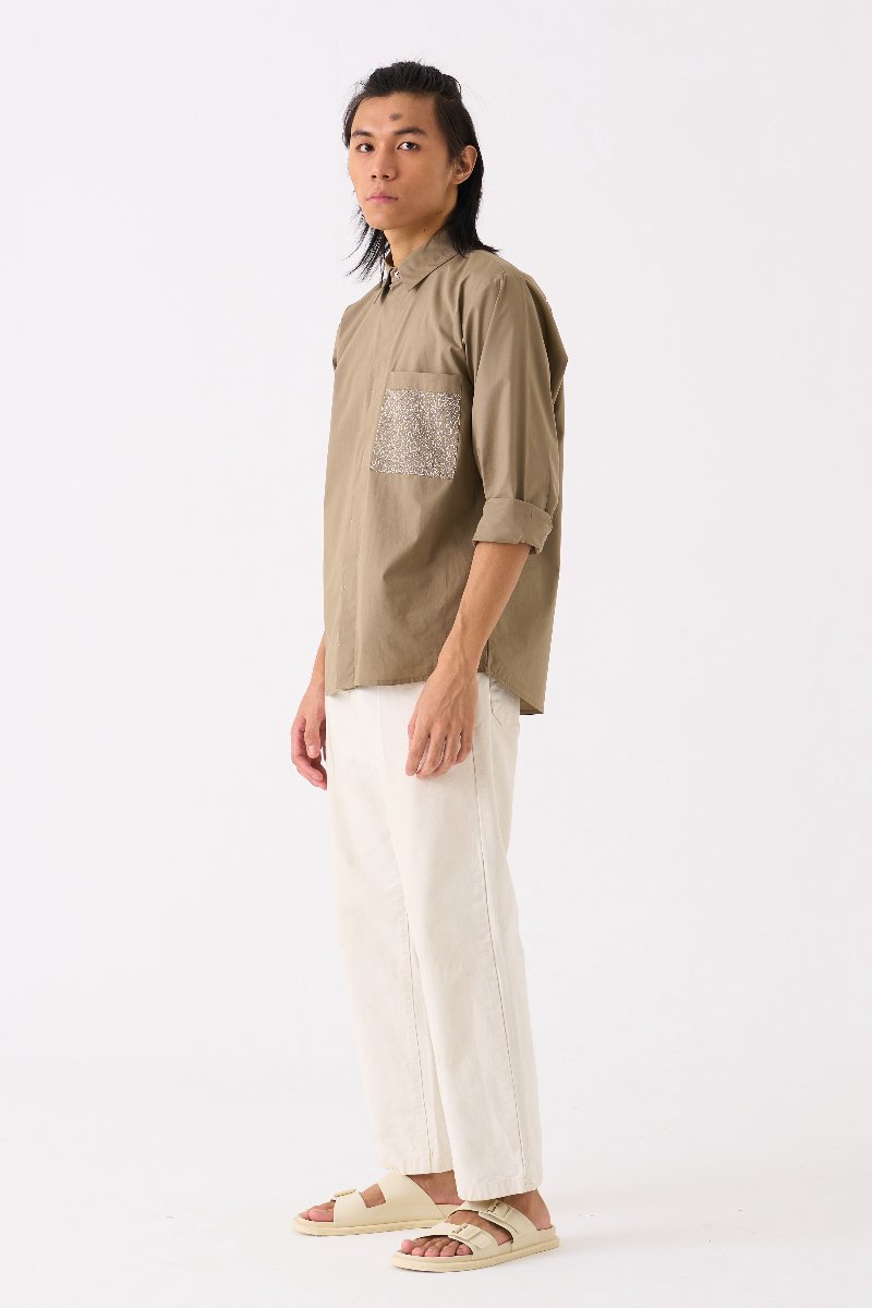 Embroidered Pocket Shirt Sage - Three