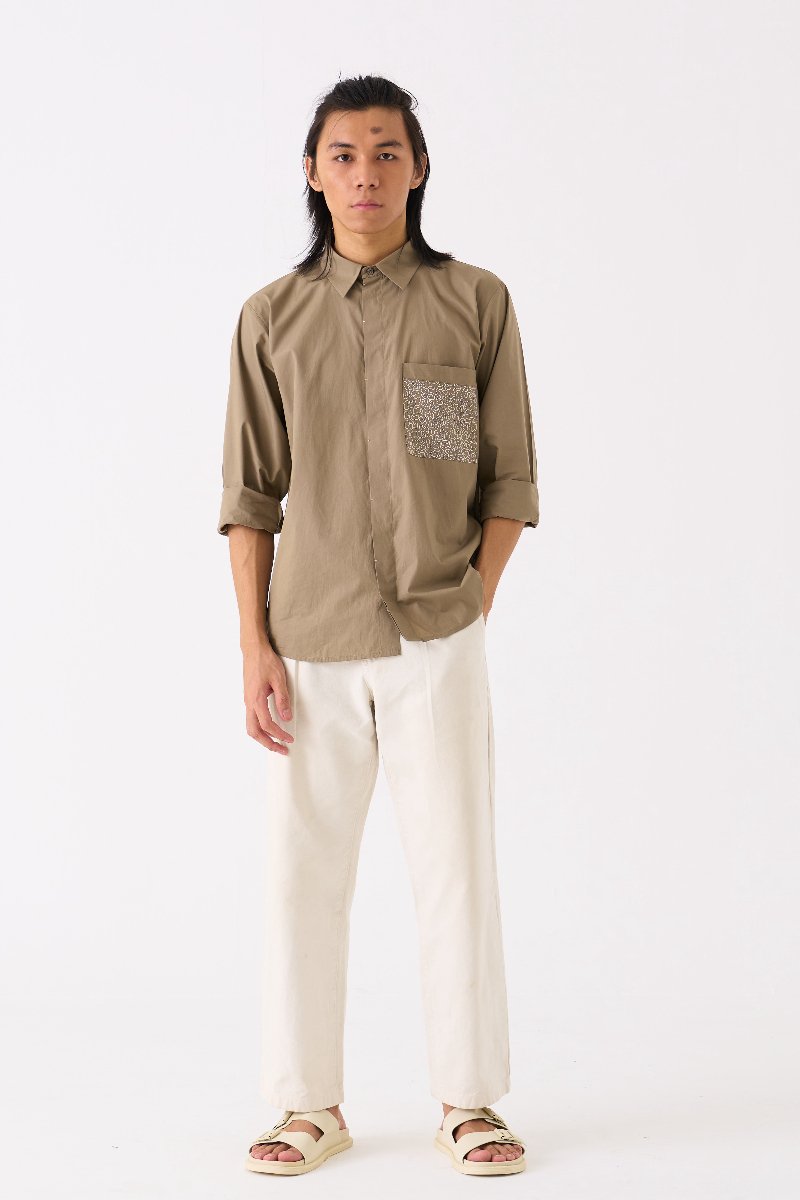Embroidered Pocket Shirt Sage - Three