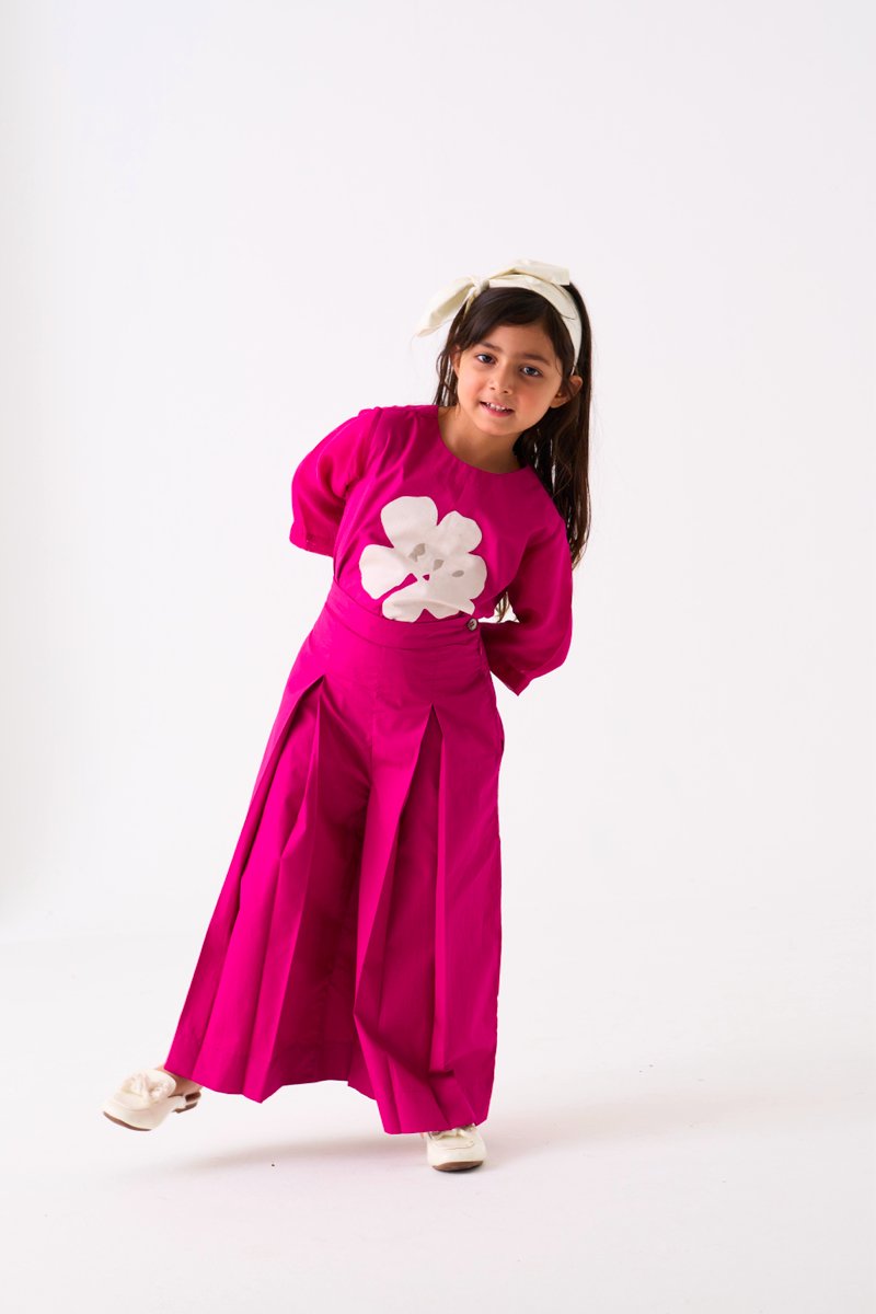 Floral Applique Top - Pink - Three