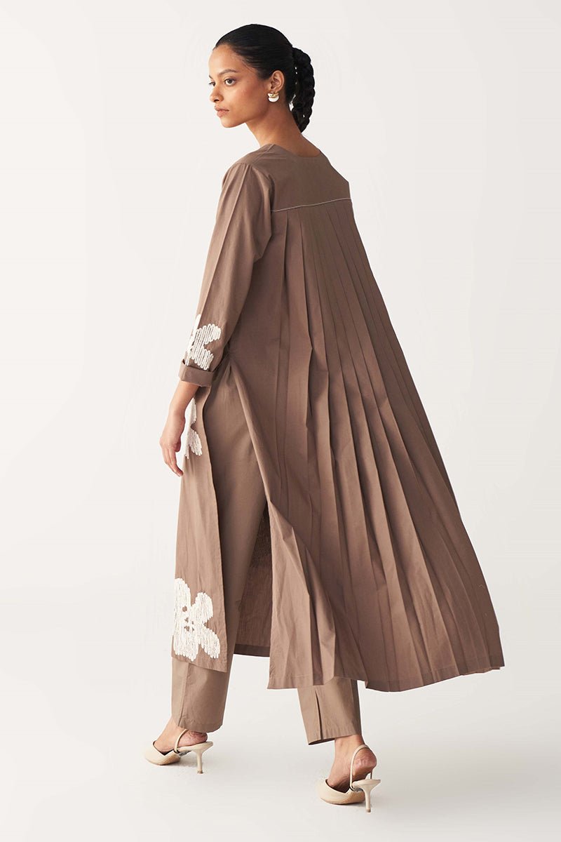 Floral Emb. Back Pleat Tunic - Three Clothing