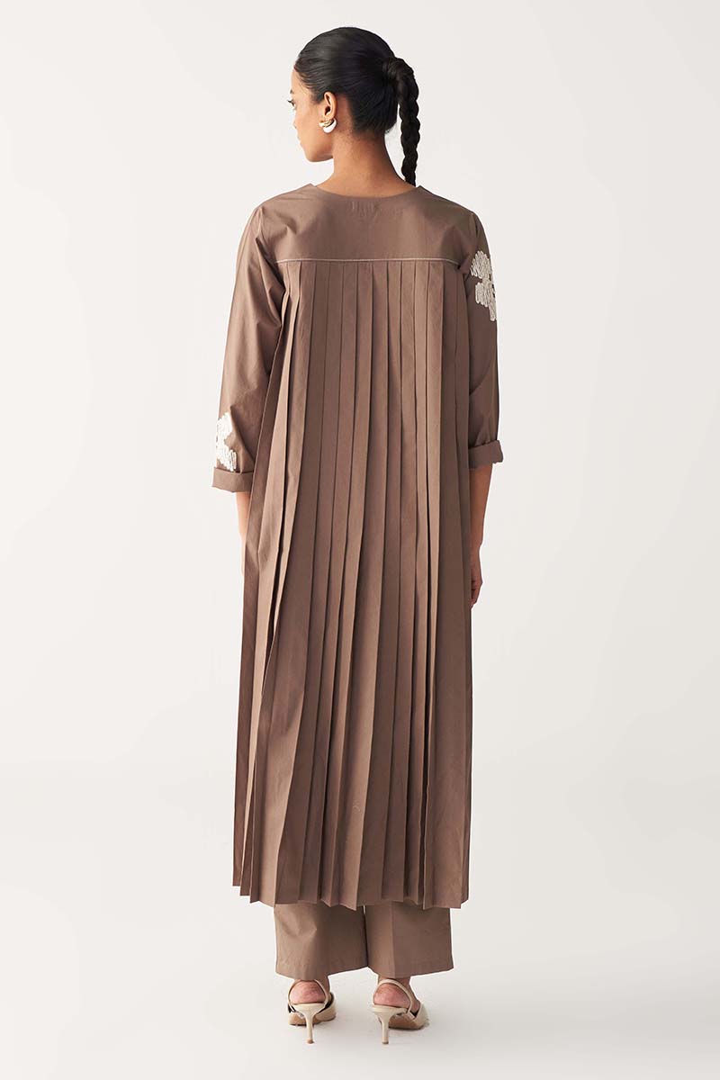 Floral Emb. Back Pleat Tunic - Three Clothing