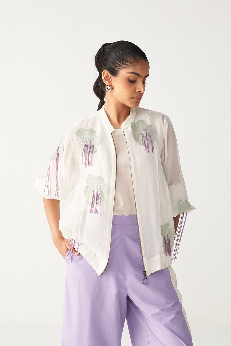 Floral Fringe Bomber - Three Clothing