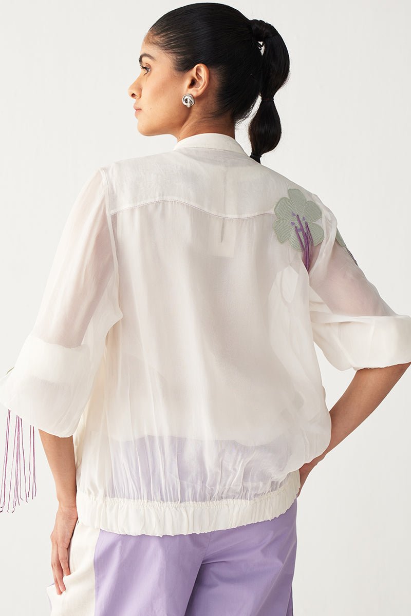 Floral Fringe Bomber - Three Clothing