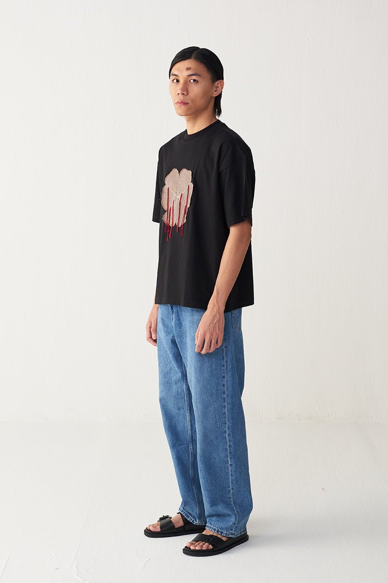 Floral Fringe Patch T-Shirt - Three Clothing