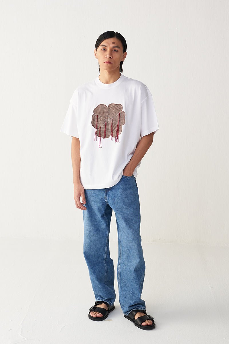 Floral Fringe Patch T-Shirt - Three Clothing