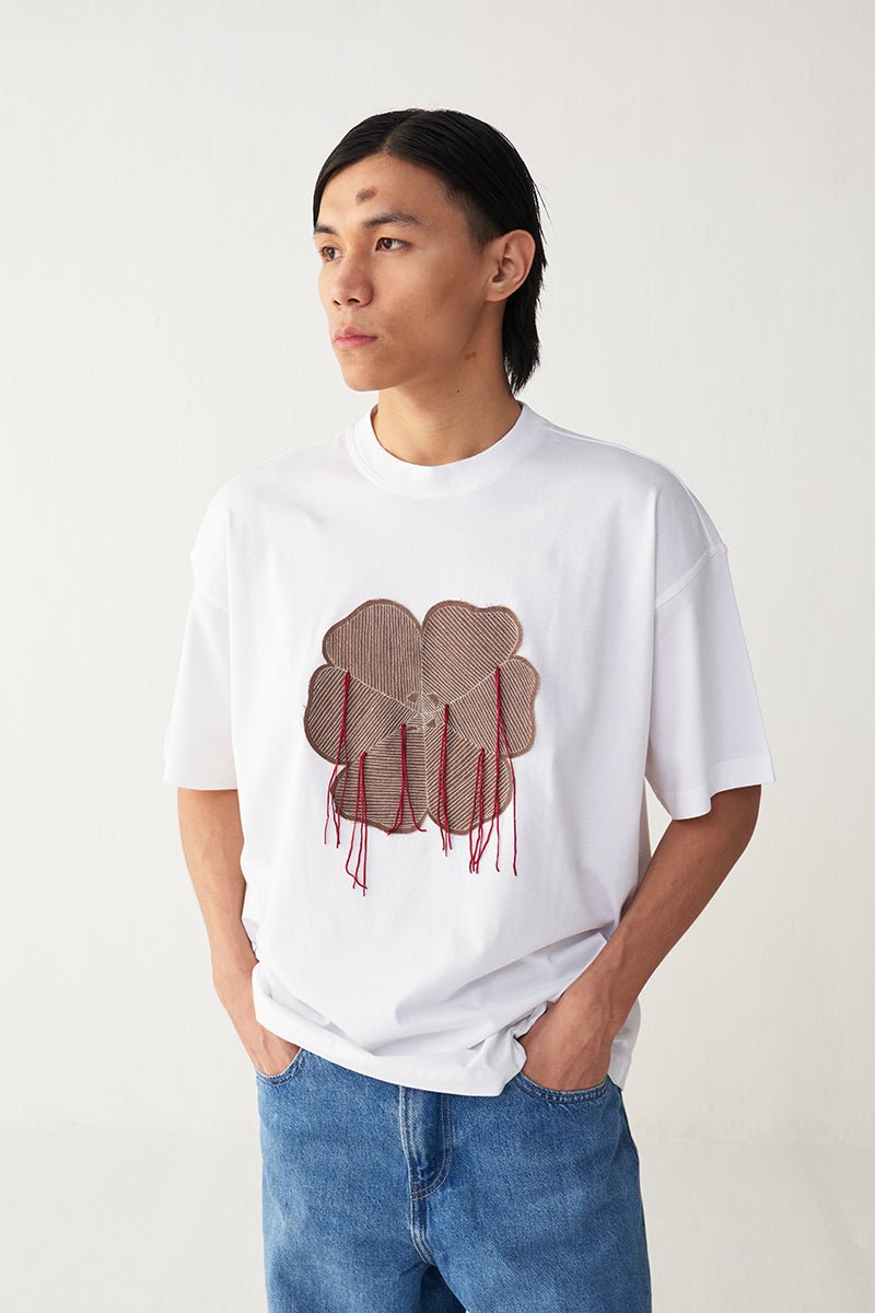 Floral Fringe Patch T-Shirt - Three Clothing