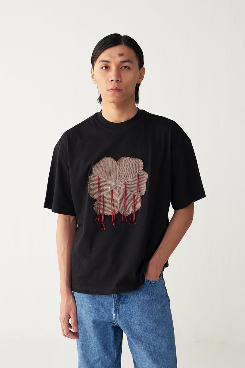 Floral Fringe Patch T-Shirt - Three Clothing