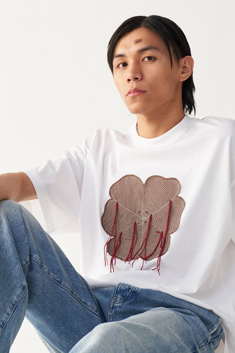 Floral Fringe Patch T-Shirt - Three Clothing