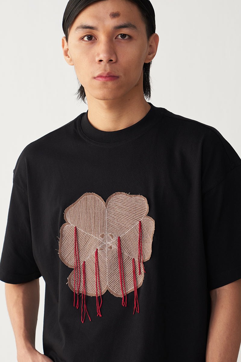 Floral Fringe Patch T-Shirt - Three Clothing