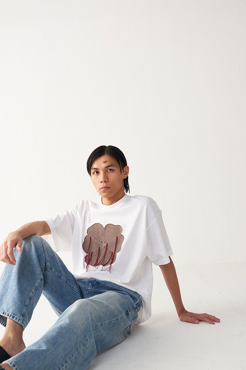 Floral Fringe Patch T-Shirt - Three Clothing