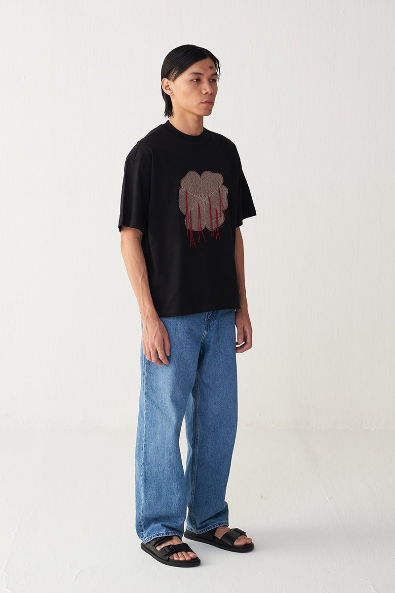 Floral Fringe Patch T-Shirt - Three Clothing