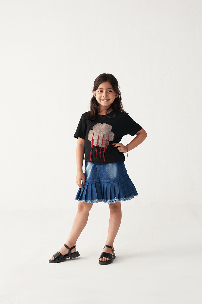 Floral Fringe T-Shirt - Three Clothing