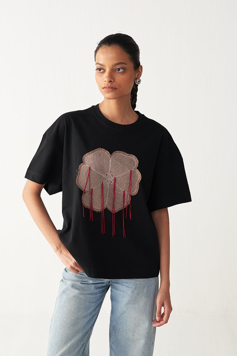 Floral Fringe T-Shirt - Three Clothing