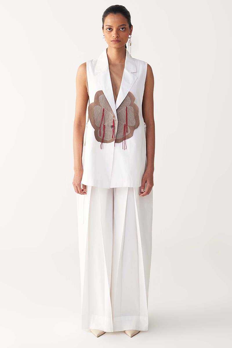 Floral Fringe Waist Coat - Three Clothing