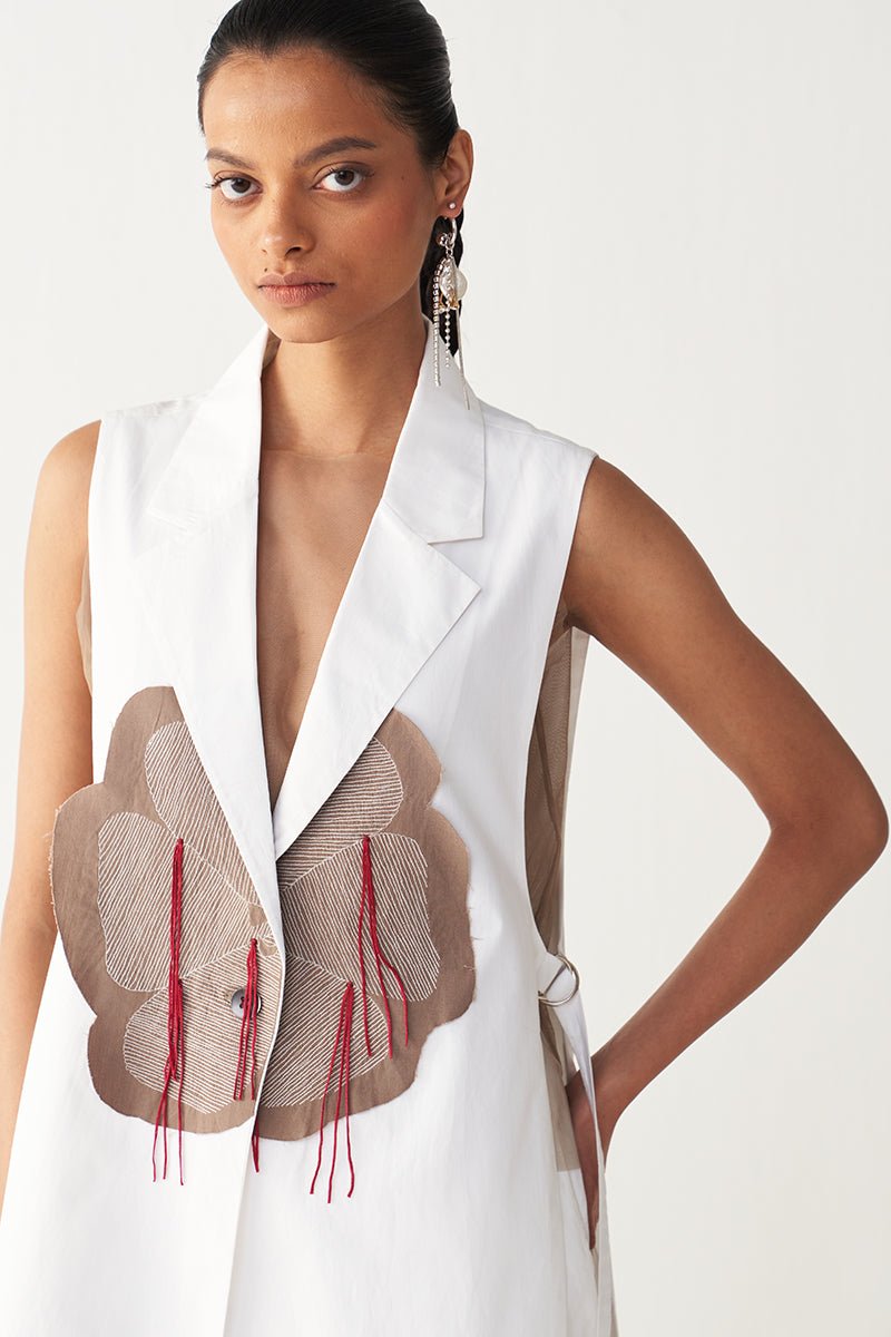 Floral Fringe Waist Coat - Three Clothing