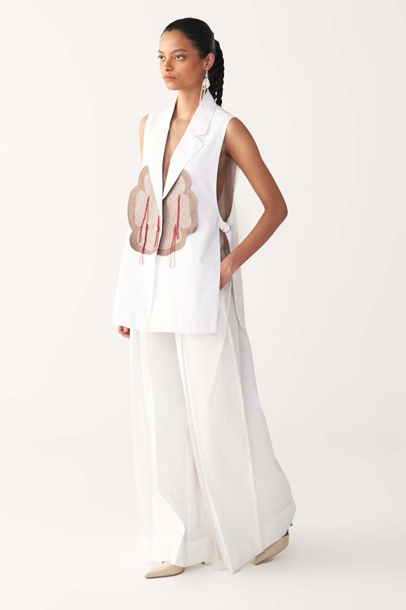 Floral Fringe Waist Coat - Three Clothing