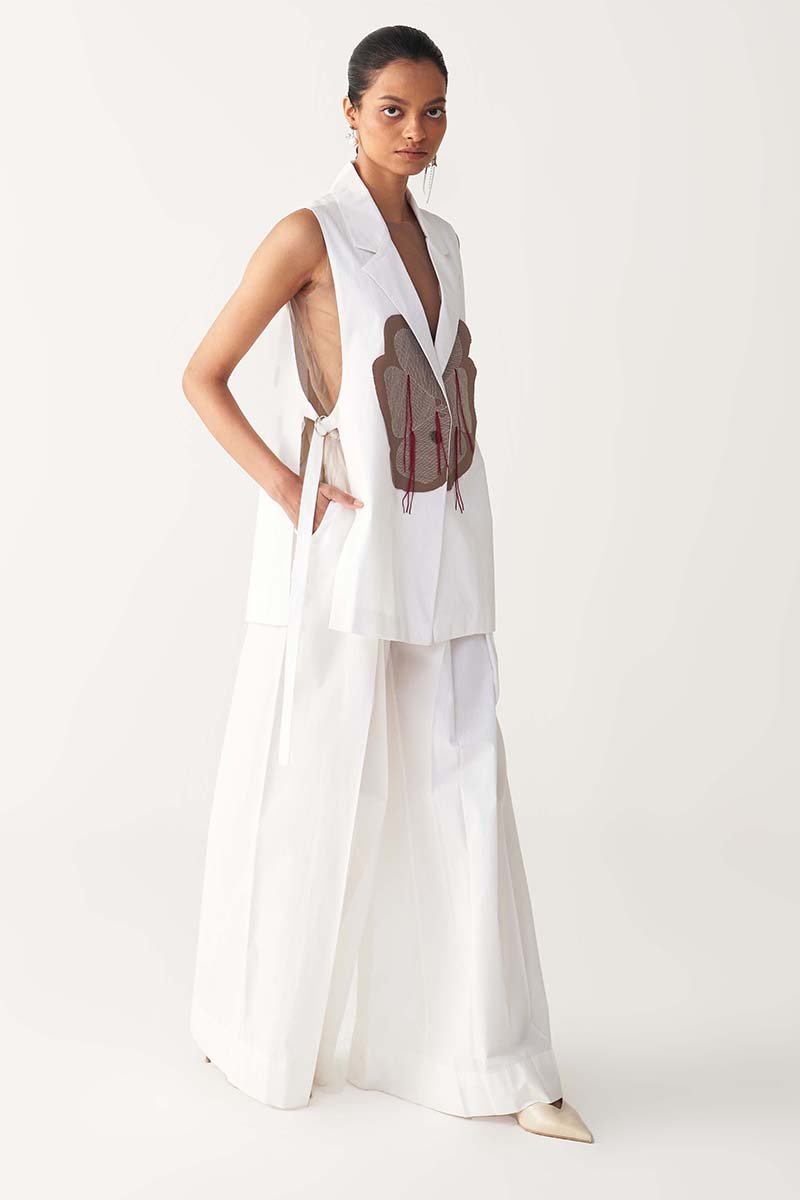 Floral Fringe Waist Coat - Three Clothing