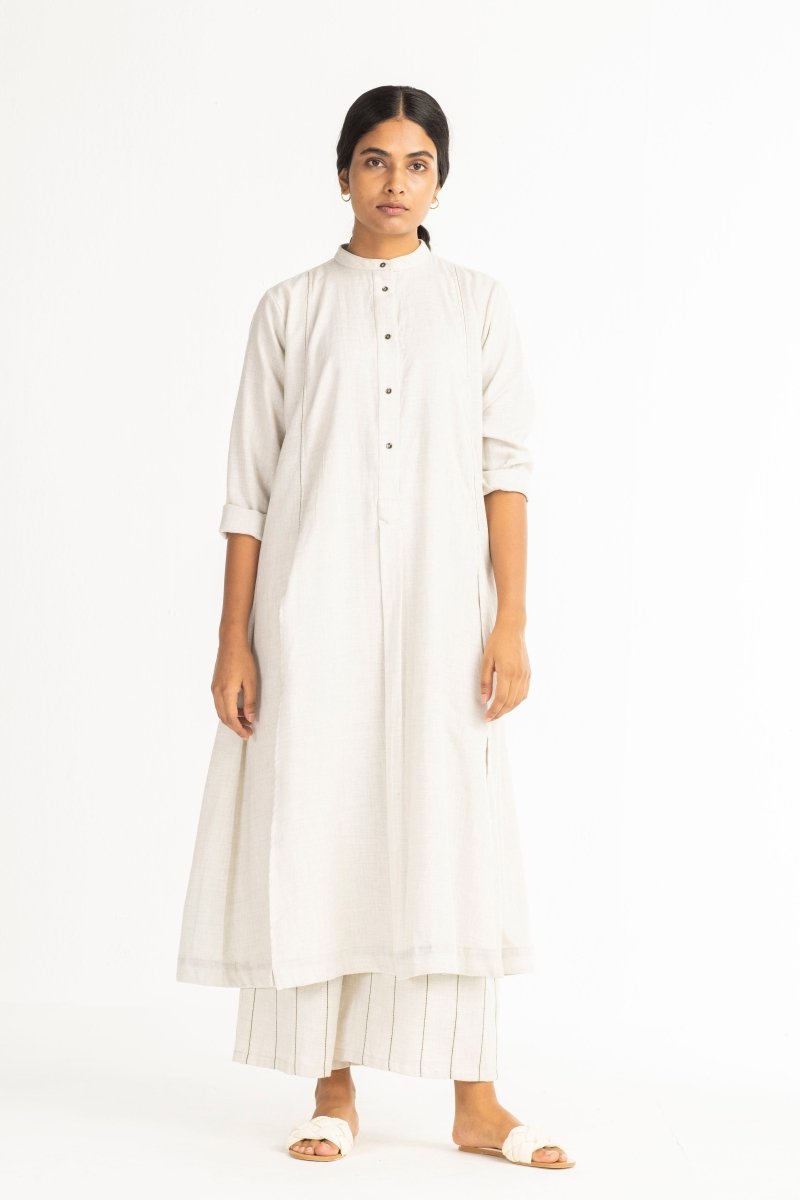 Panel Slit Shirt Co - ord - Beige - Three