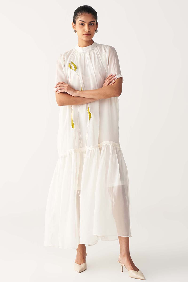 Sheer Bottom Frill Dress - Three Clothing