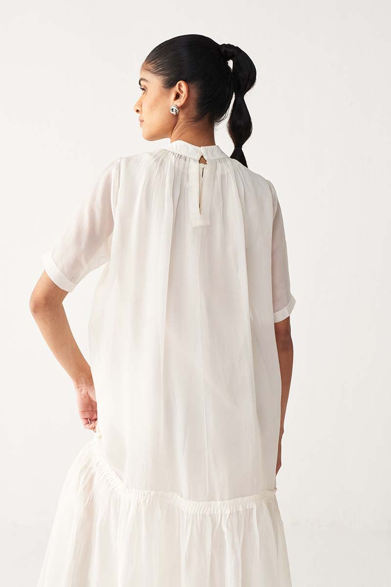 Sheer Bottom Frill Dress - Three Clothing