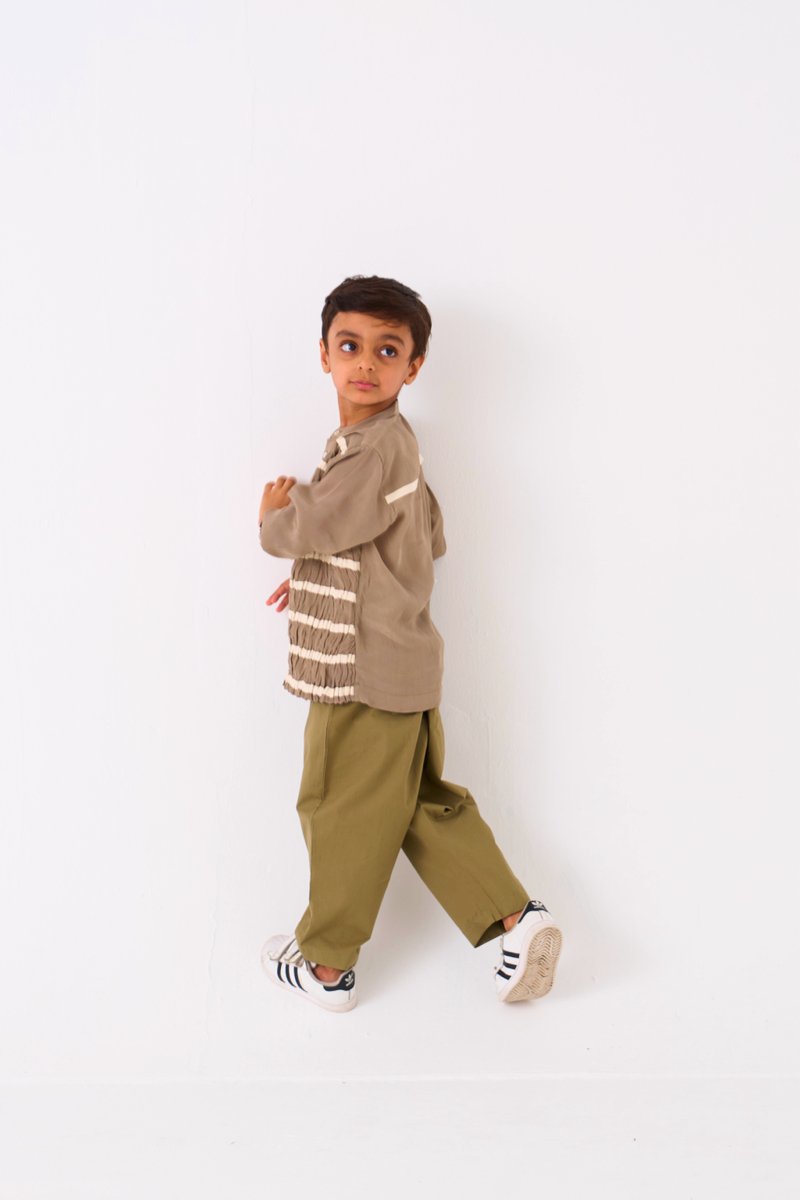 Smocking Detail Shirt Co - ord - Sage - Three