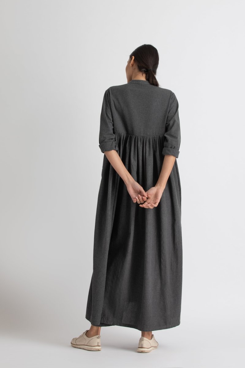 Back Gather Jacket- Lead Grey Melange - Three