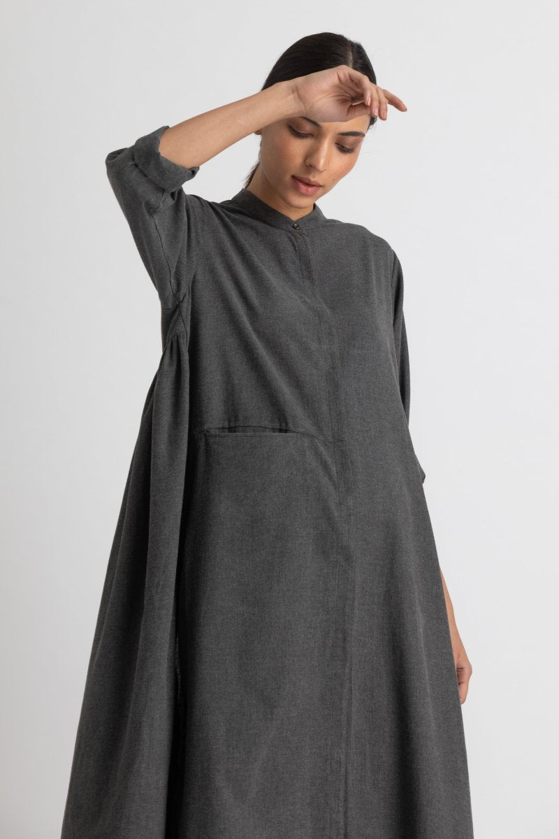 Back Gather Jacket- Lead Grey Melange - Three