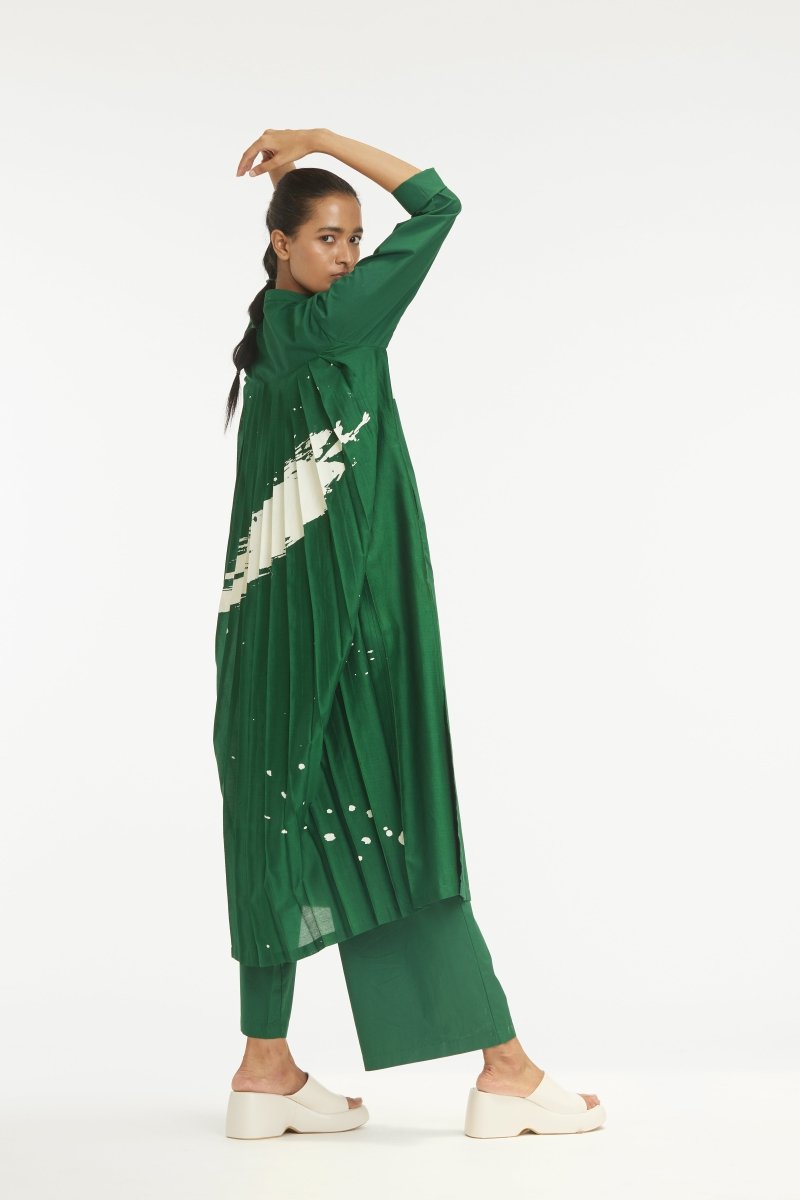 Back Pleat Jacket Co-ord Emerald Green - Three