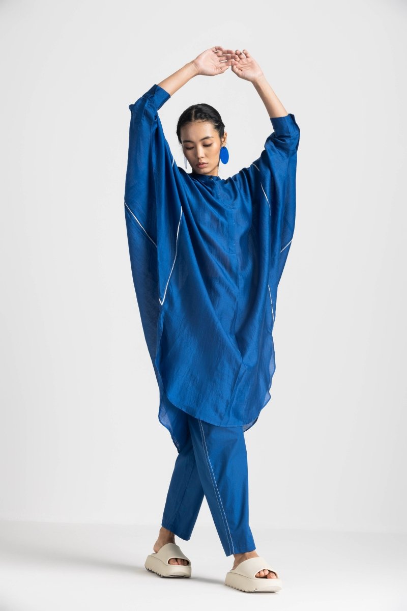Bat Sleeve Shirt Co-ord - Electric Blue - Three