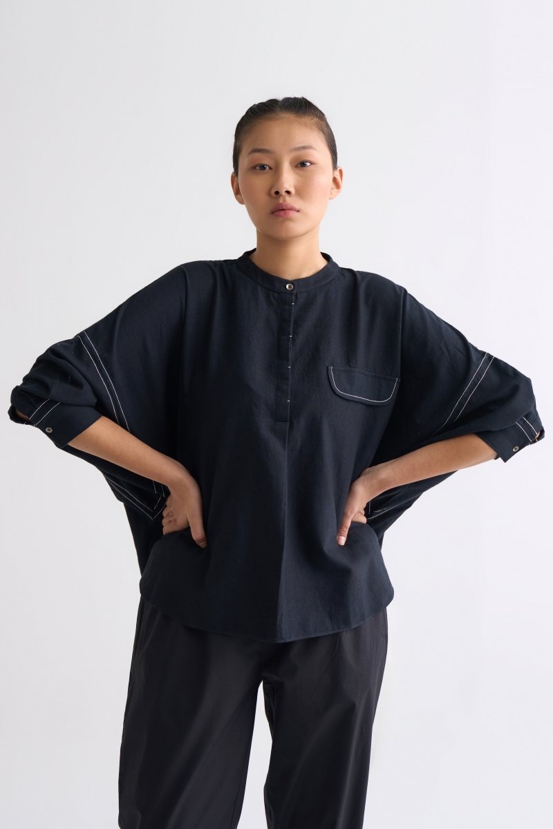 Bat Sleeve Top - Black - Three