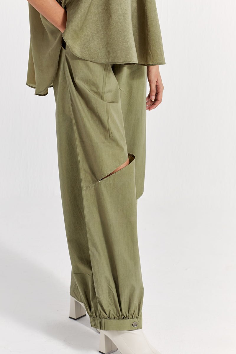 Bat Sleeve Top Co-ord (Set of 2) - Sap Green - Three