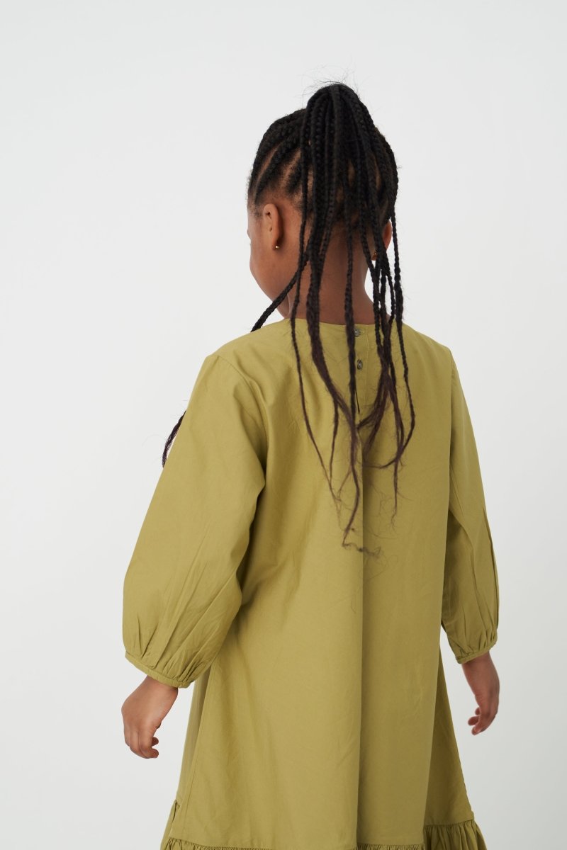 Bottom Frill Dress - Moss Green - Three