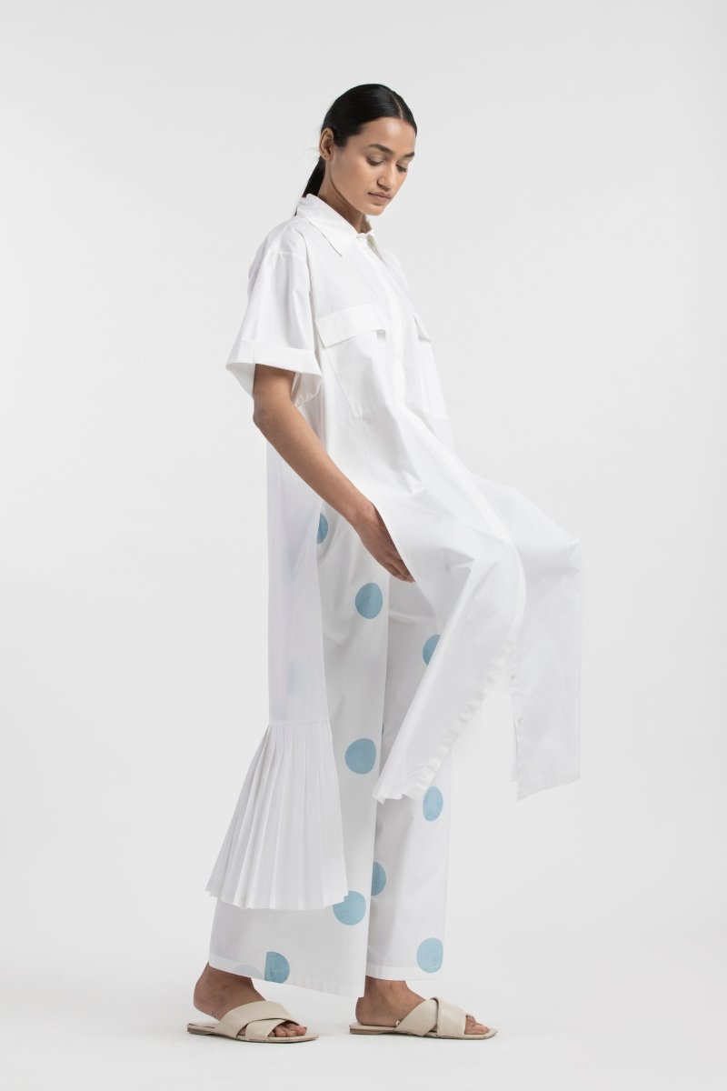 Bottom Pleat Shirt- White - Three