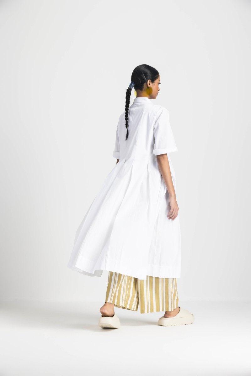 Box Pleat Tunic - White - Three
