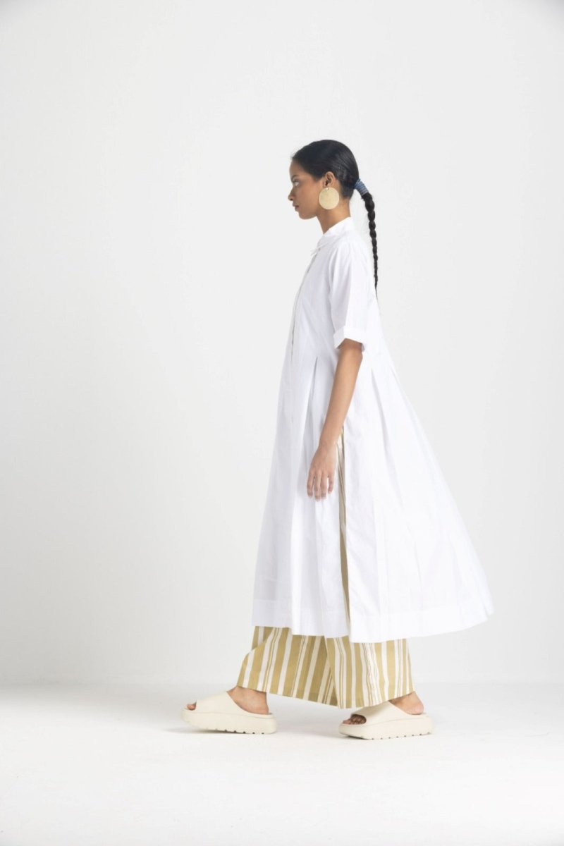 Box Pleat Tunic - White - Three