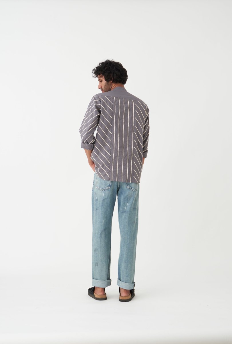 Diagonal EMB. Shirt - Grey - Three