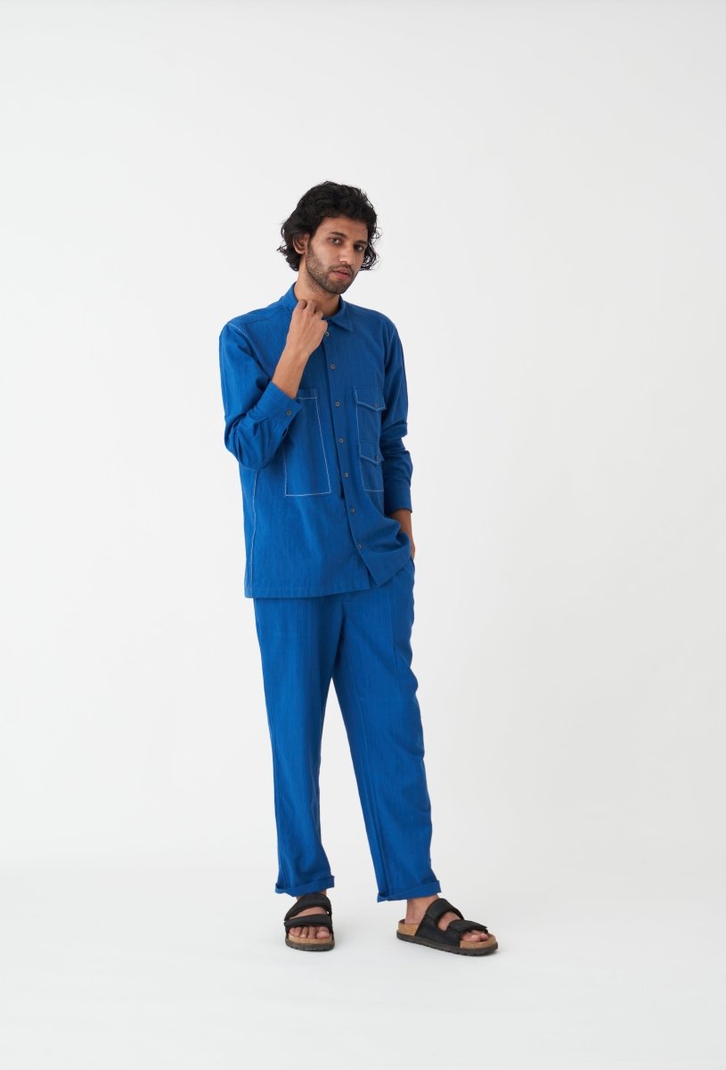 Double Patch Pocket Shirt - Electric Blue - Three