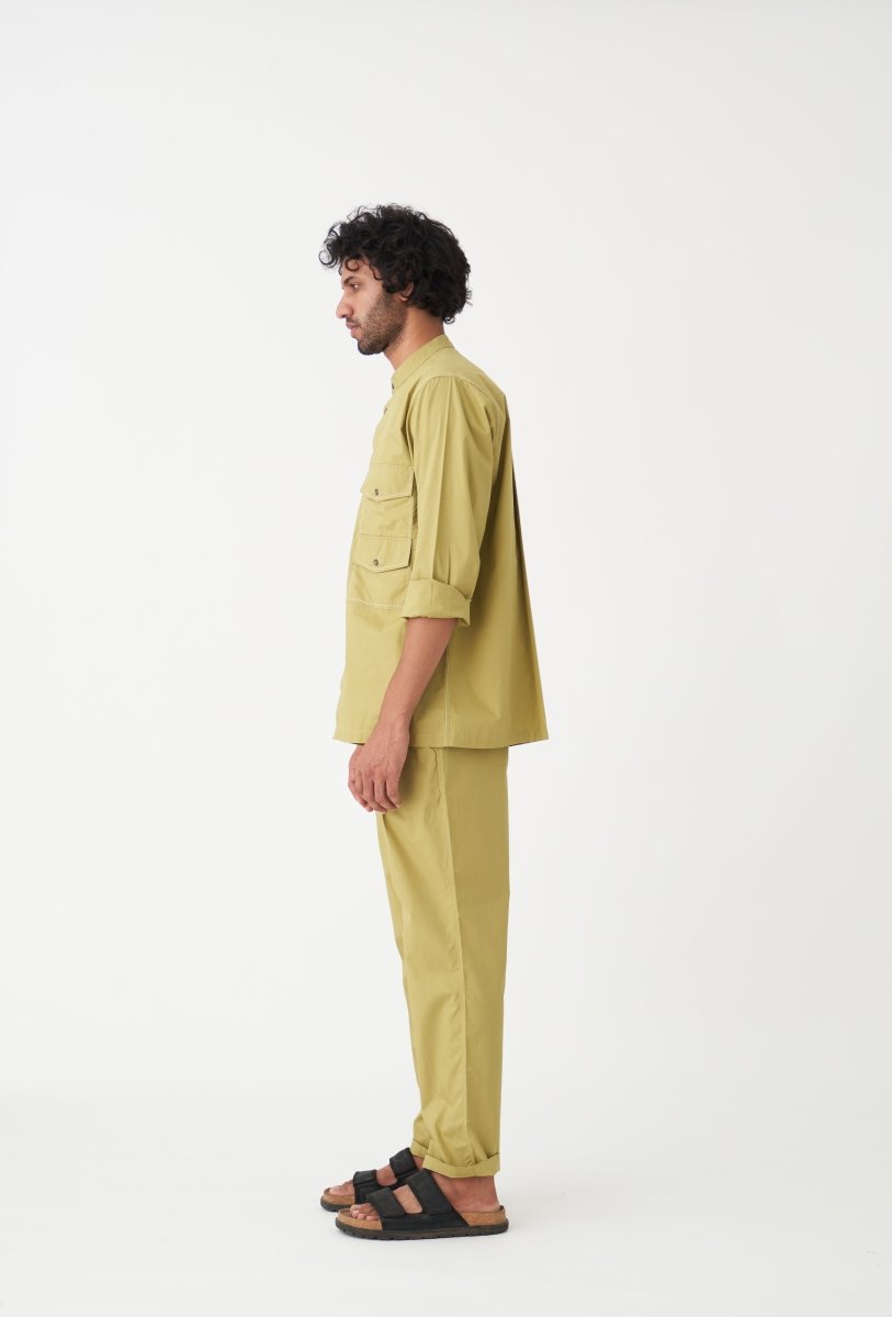 Double Pocket Shirt - Moss Green - Three